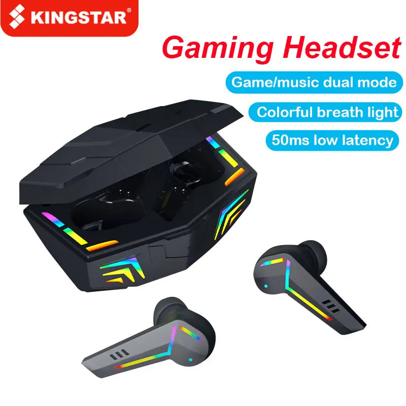 KINGSTAR Gaming Headsets Wireless Earphones 50ms Low Latency TWS Fone Bluetooth Headphones Noise Cancelling Earbuds With Mic