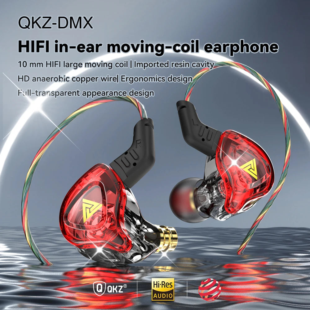 Original QKZ AK6-DMX Colorful Series Earphone 3.5mm Hifi Bass Music Gaming Sports Noise Cancelling Headphones With Mic Headsets