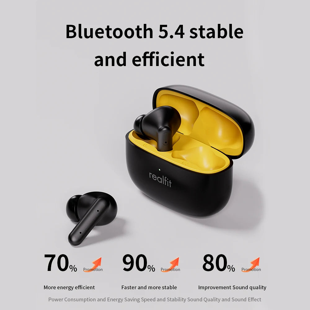 Realfit F3 ANC Active Noice Cancellation Bluetooth Earphones ENC Call HIFI Stereo Superb Bass Wireless Earbuds Sport Gaming