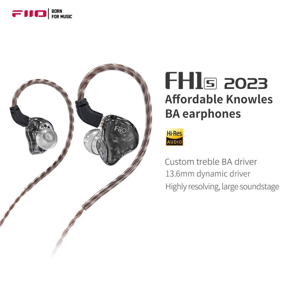 FiiO FH1s 2023 1DD+1BA HIFI Earphones IEMS