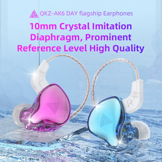 Original QKZ AK6 DAY Dynamic HIFI Heavy Bass Earphone 3.5MM In-Ear Monitor Earbuds With Mic Stereo Music Sports Game Headset AK8