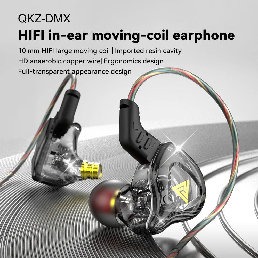 Original QKZ AK6-DMX Colorful Series Earphone 3.5mm Hifi Bass Music Gaming Sports Noise Cancelling Headphones With Mic Headsets